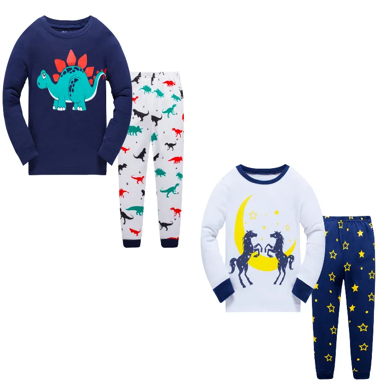 100% Cottons Kids Pajama Set 2 Pack - Red & Blue