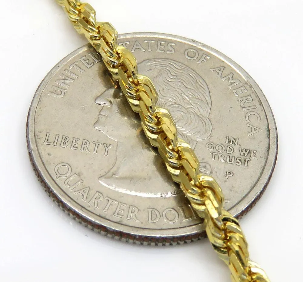 10K Yellow Gold 3MM Rope Wrist Bracelet 7 to 8 Inches
