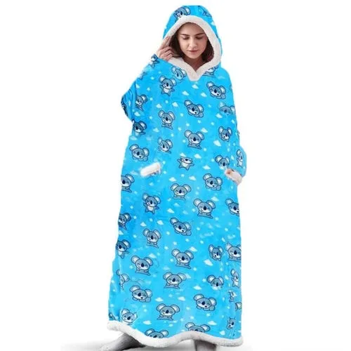 2022 Super Long Flannel Blanket with Sleeves Winter Hoodies Sweatshirt