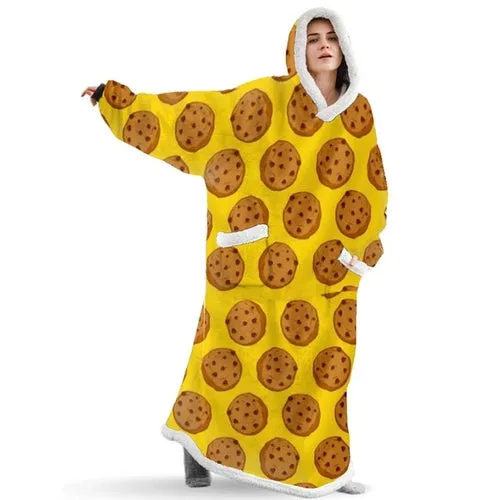 2022 Super Long Flannel Blanket with Sleeves Winter Hoodies Sweatshirt