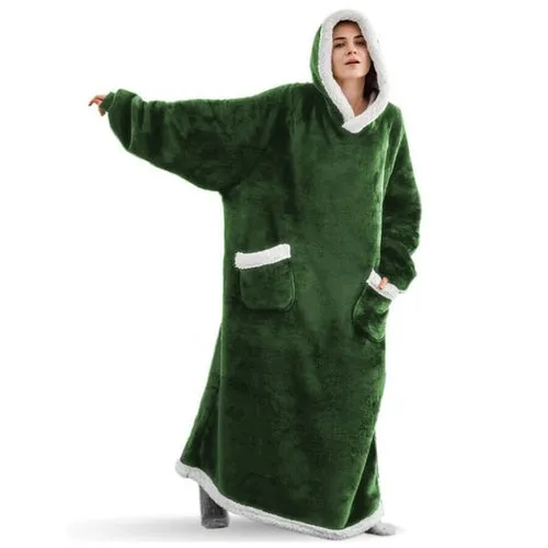 2022 Super Long Flannel Blanket with Sleeves Winter Hoodies Sweatshirt