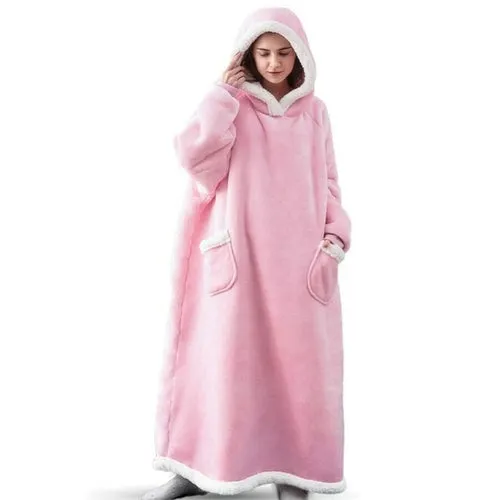 2022 Super Long Flannel Blanket with Sleeves Winter Hoodies Sweatshirt