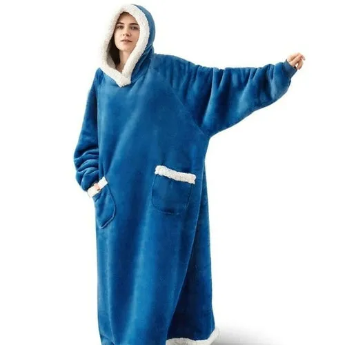 2022 Super Long Flannel Blanket with Sleeves Winter Hoodies Sweatshirt