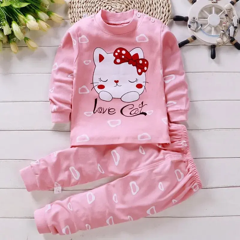 3-24M Infant Cartoon Printed Baby Clothing Set