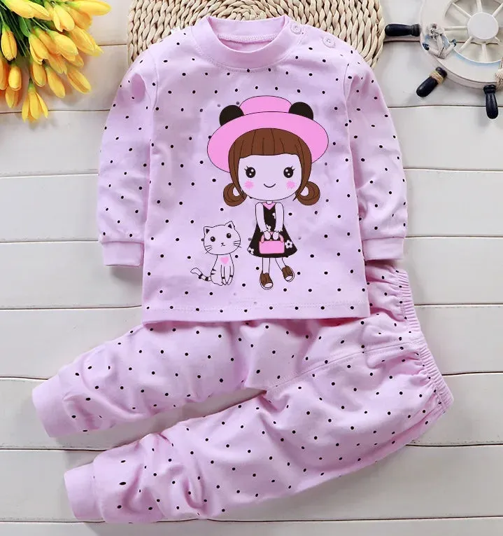 3-24M Infant Cartoon Printed Baby Clothing Set
