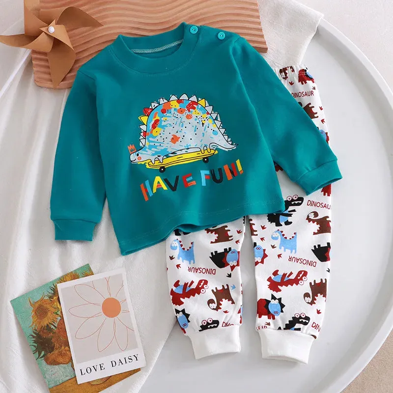3-24M Infant Cartoon Printed Baby Clothing Set