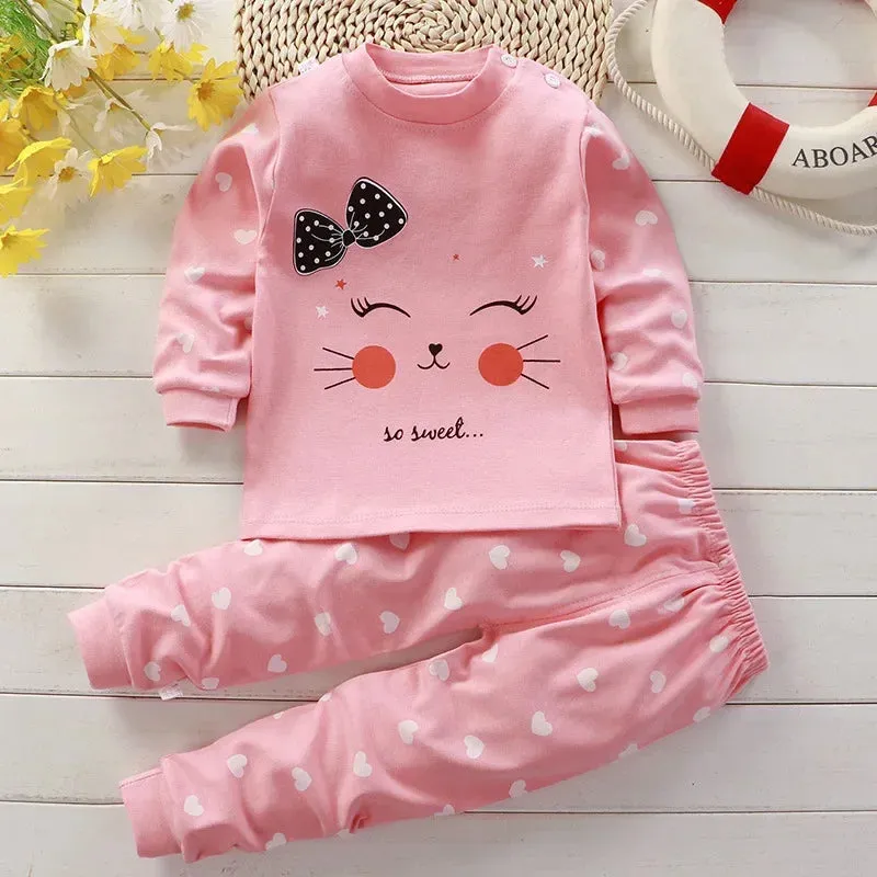 3-24M Infant Cartoon Printed Baby Clothing Set