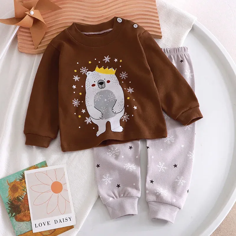 3-24M Infant Cartoon Printed Baby Clothing Set