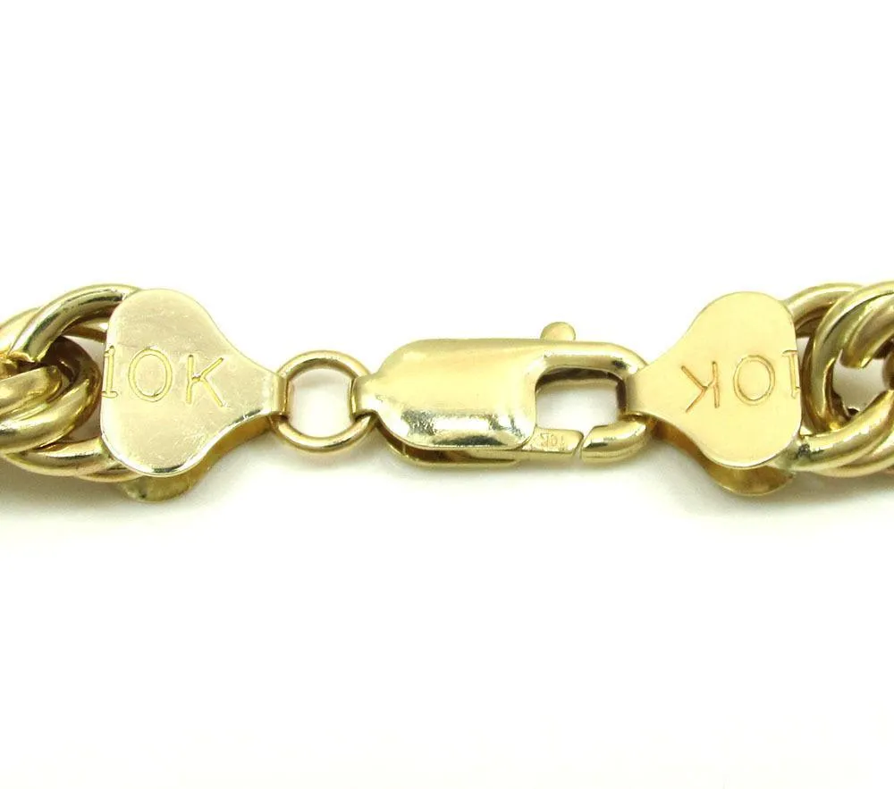7 MM 10K Yellow Gold Diamond Cut Rope Chain Bracelet 8 to 9 Inches