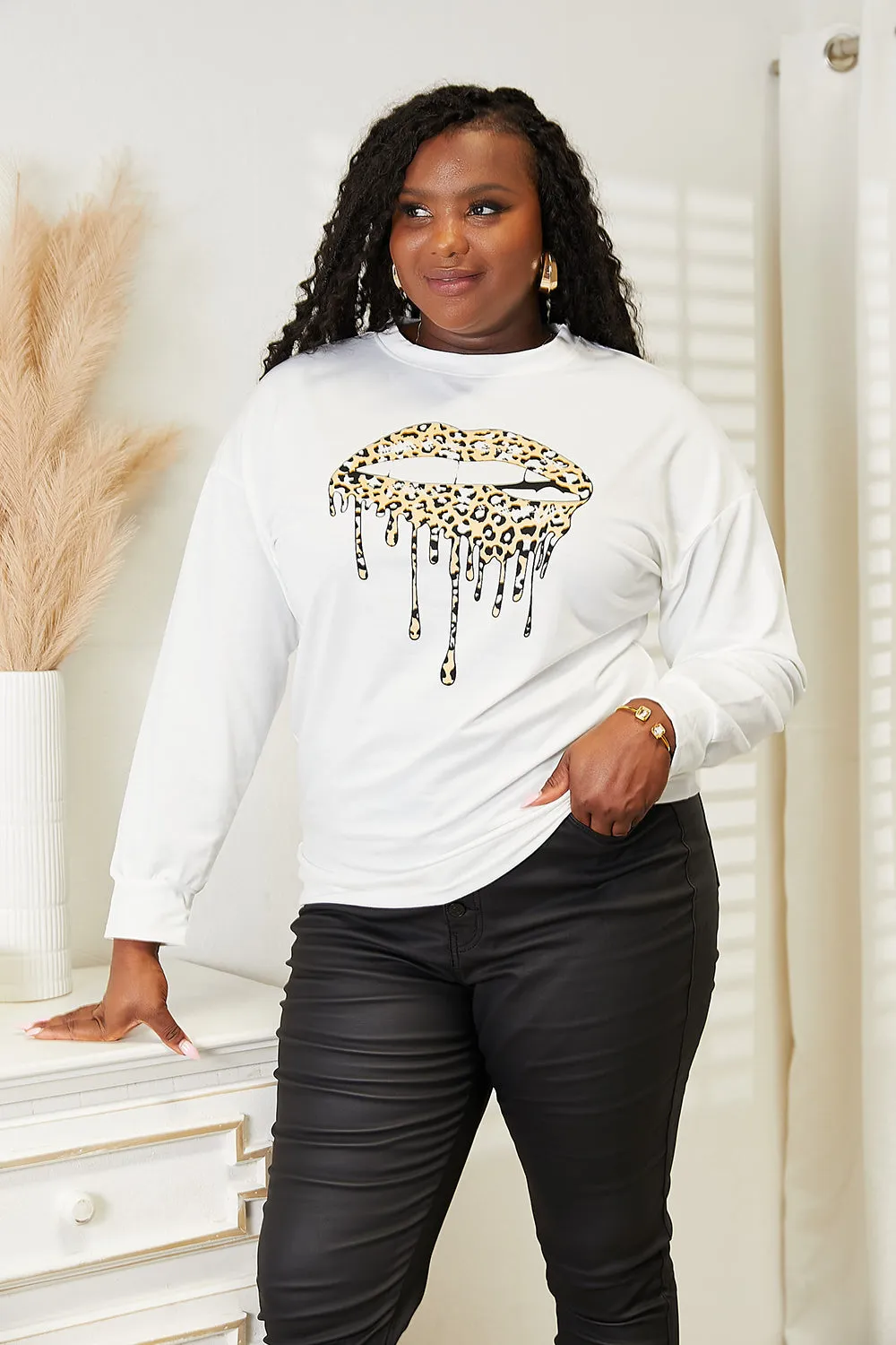 80's Style Graphic Round Neck Sweatshirt