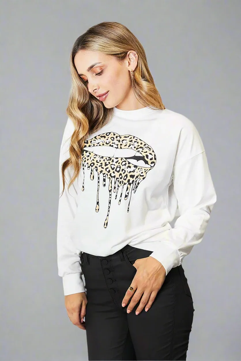 80's Style Graphic Round Neck Sweatshirt