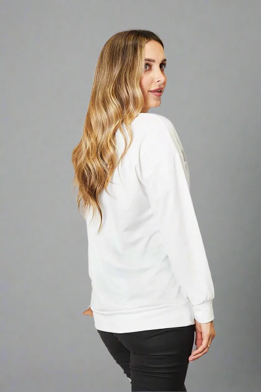 80's Style Graphic Round Neck Sweatshirt