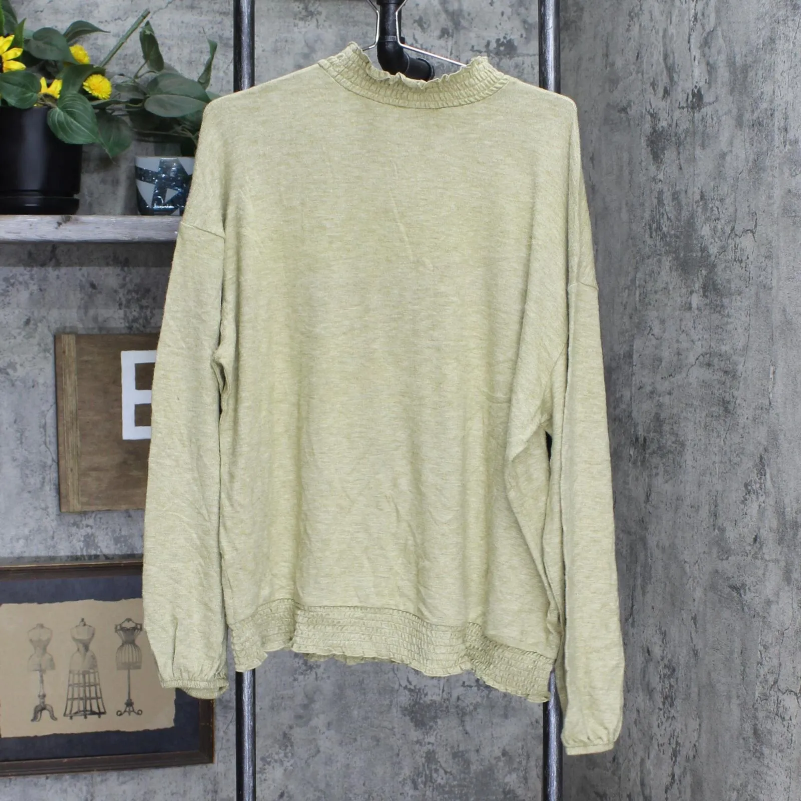 A New Day Women's Long Sleeve High Neck Smocked T-Shirt