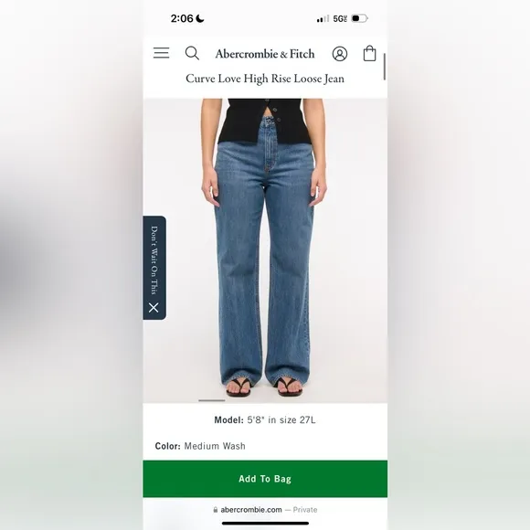 Abercrombie curve love jeans