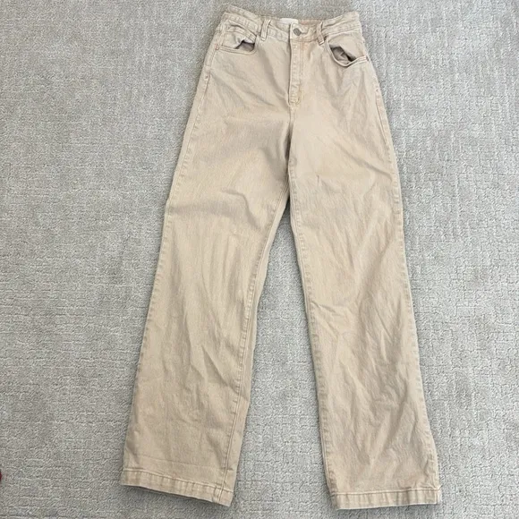 Abrand “A 94 High &amp; Wide” Light Sand Jeans 100% cotton denim khaki tan beige