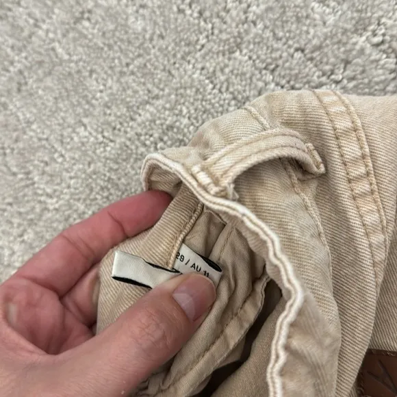Abrand “A 94 High &amp; Wide” Light Sand Jeans 100% cotton denim khaki tan beige