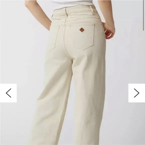 Abrand “A 94 High &amp; Wide” Light Sand Jeans 100% cotton denim khaki tan beige