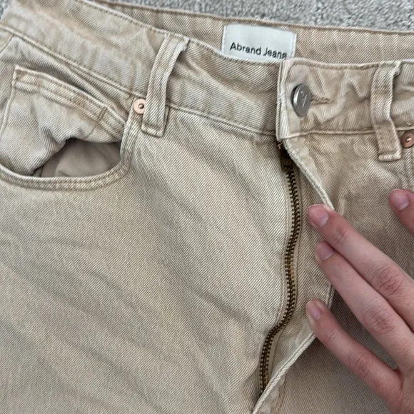 Abrand “A 94 High &amp; Wide” Light Sand Jeans 100% cotton denim khaki tan beige