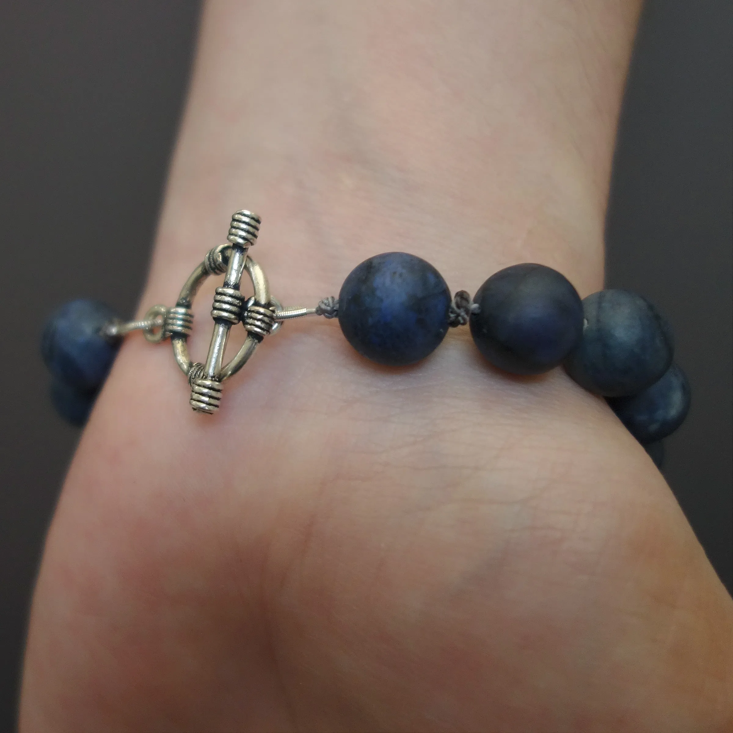 African Blue Dumortierite and Lapis mosaic bracelet