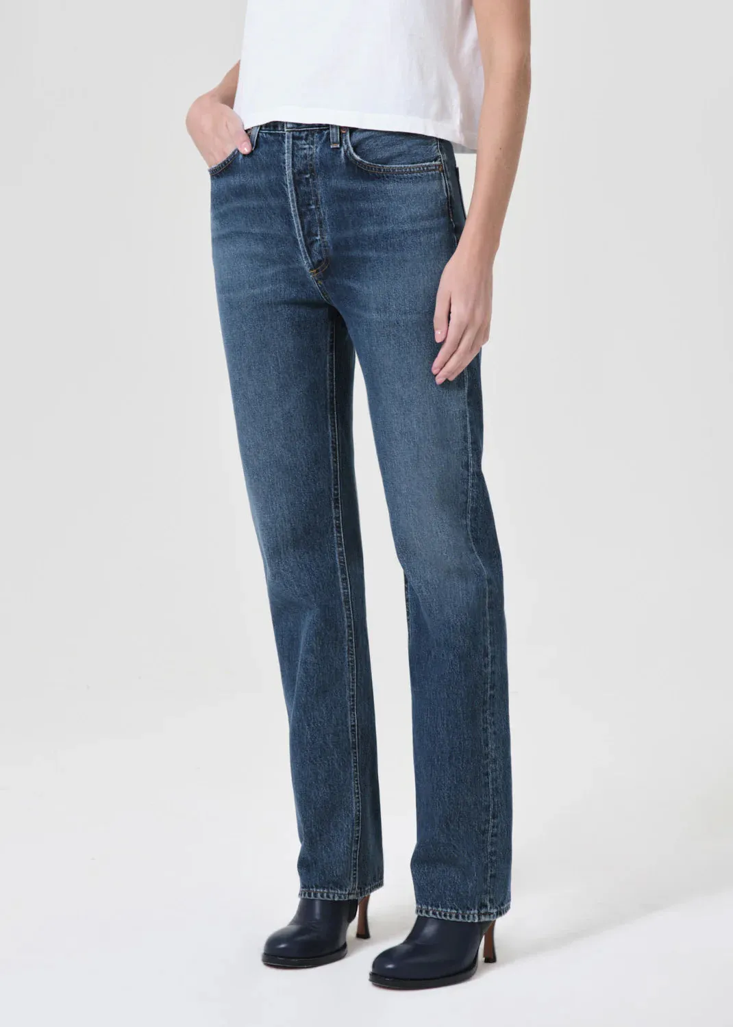 AGOLDE 90'S Pinch Waist High Rise Straight Long in Control