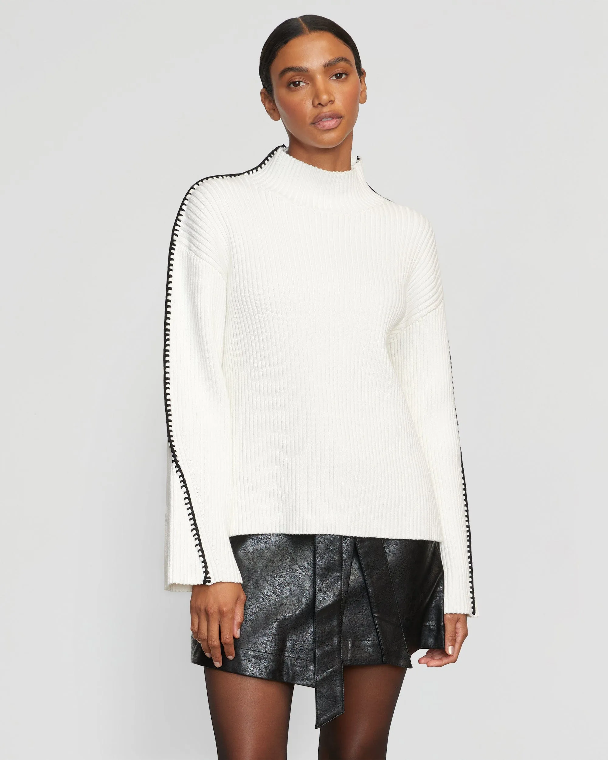 Aki Organic Cotton Contrast Stitch Sweater