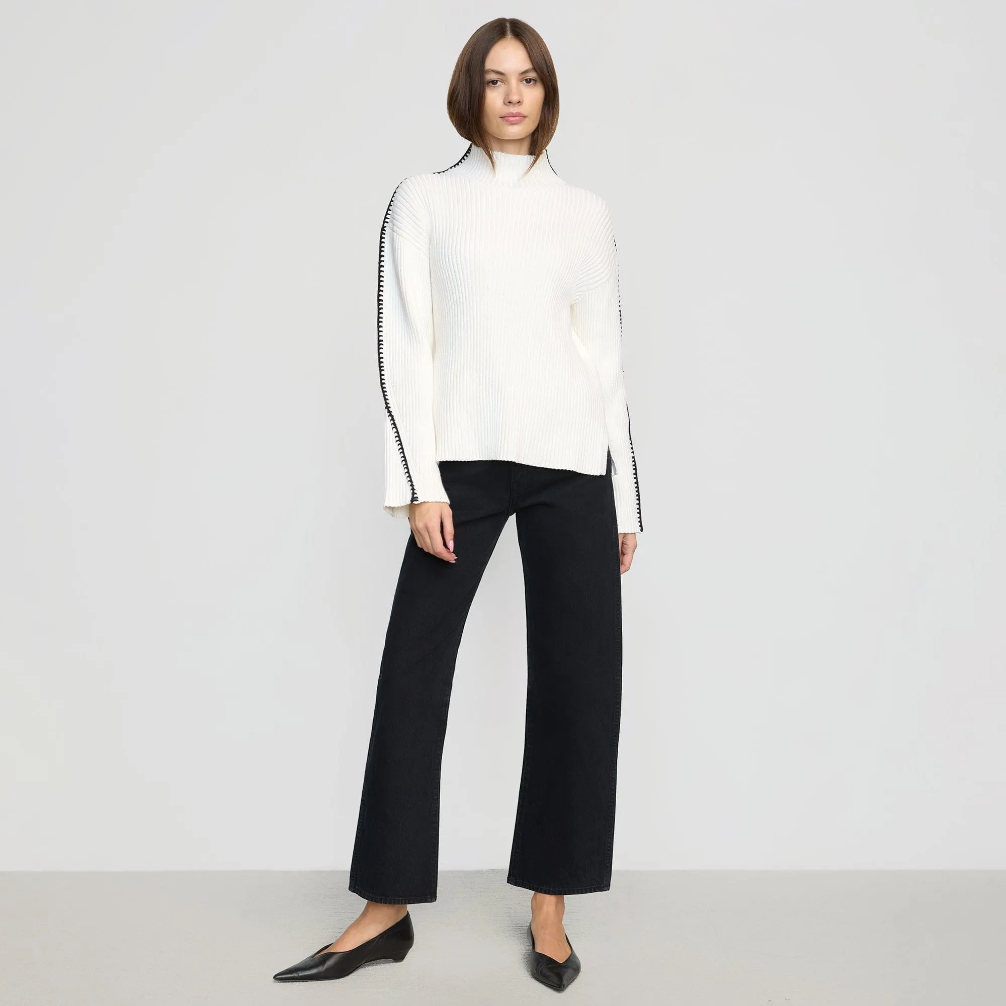 Aki Organic Cotton Contrast Stitch Sweater