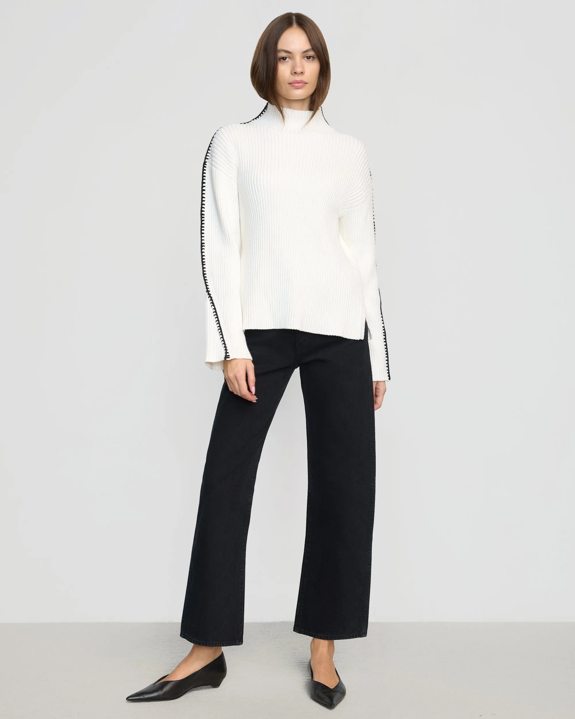 Aki Organic Cotton Contrast Stitch Sweater