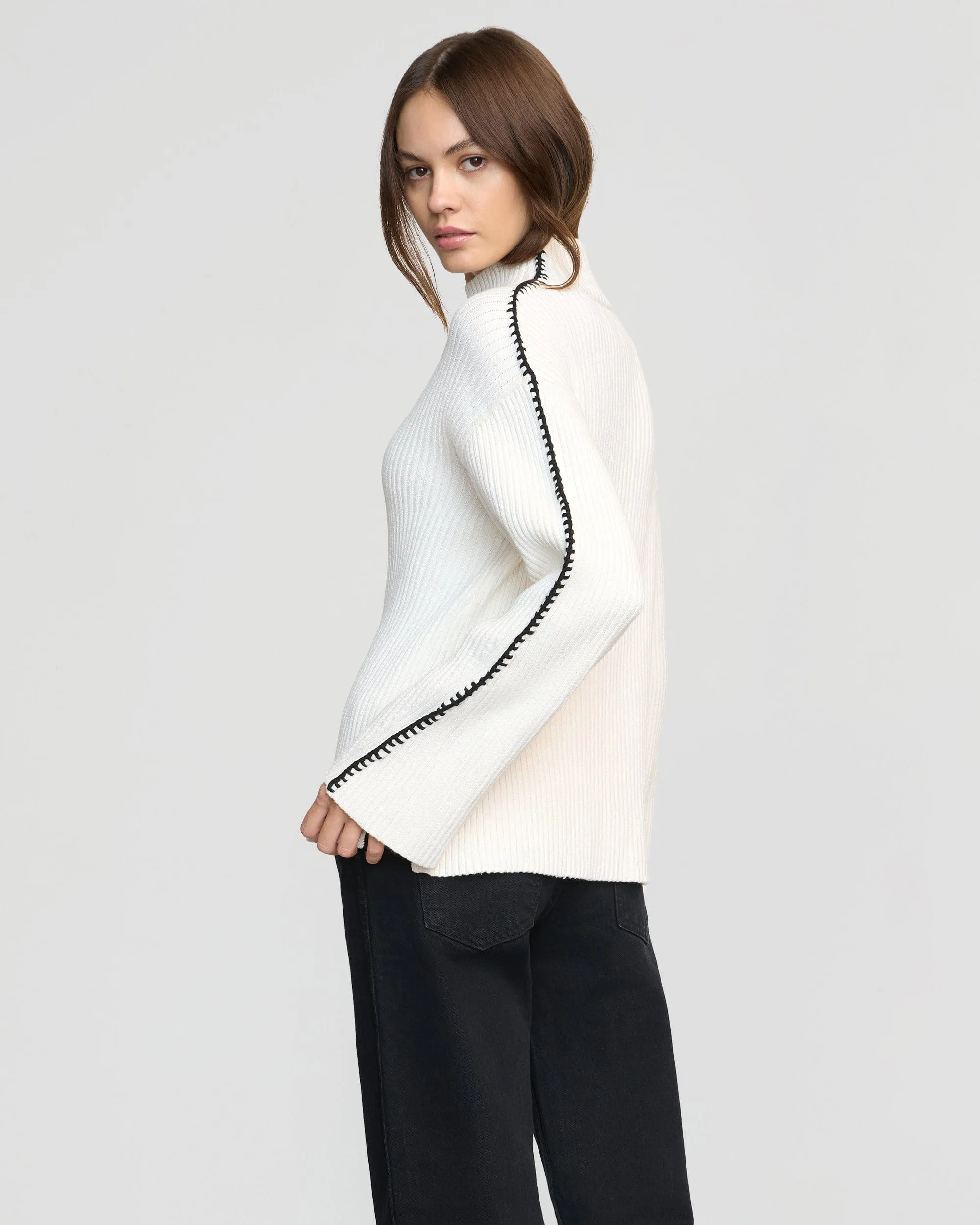 Aki Organic Cotton Contrast Stitch Sweater