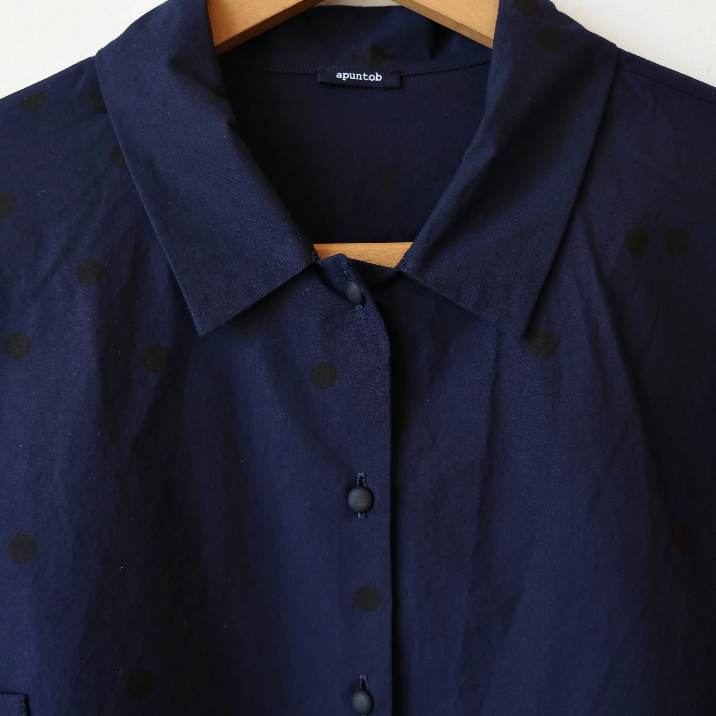 Apuntob Button Down Shirt - Navy/Black Polkadot