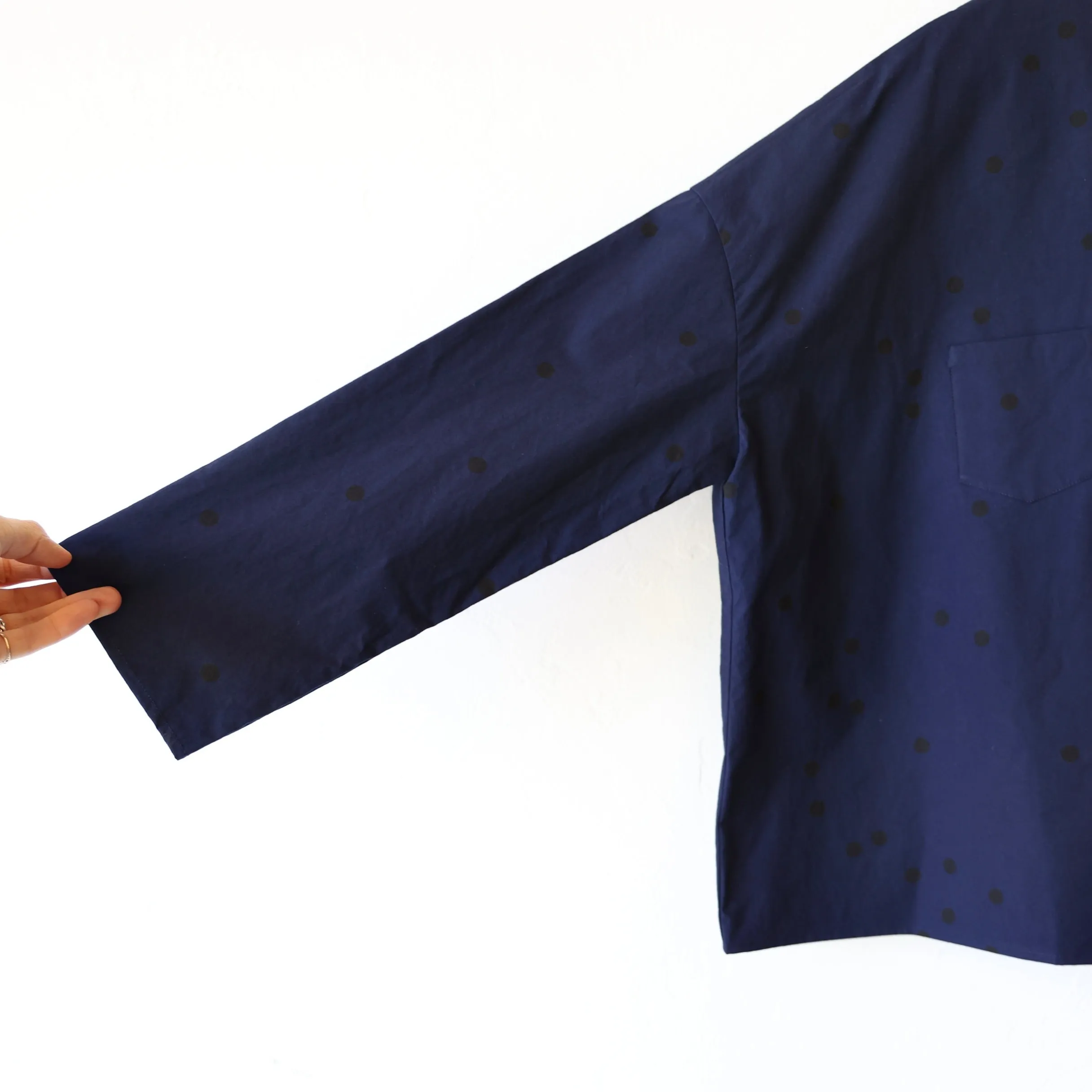 Apuntob Button Down Shirt - Navy/Black Polkadot