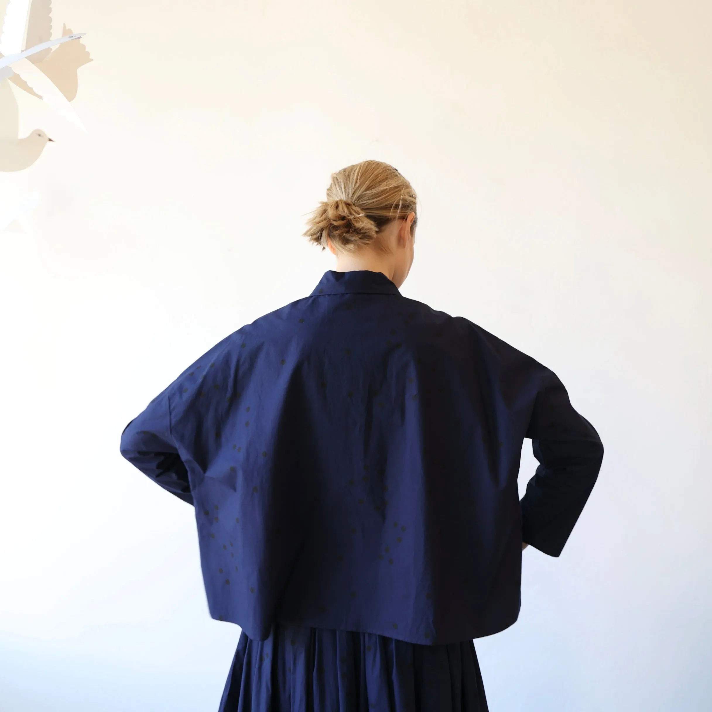 Apuntob Button Down Shirt - Navy/Black Polkadot