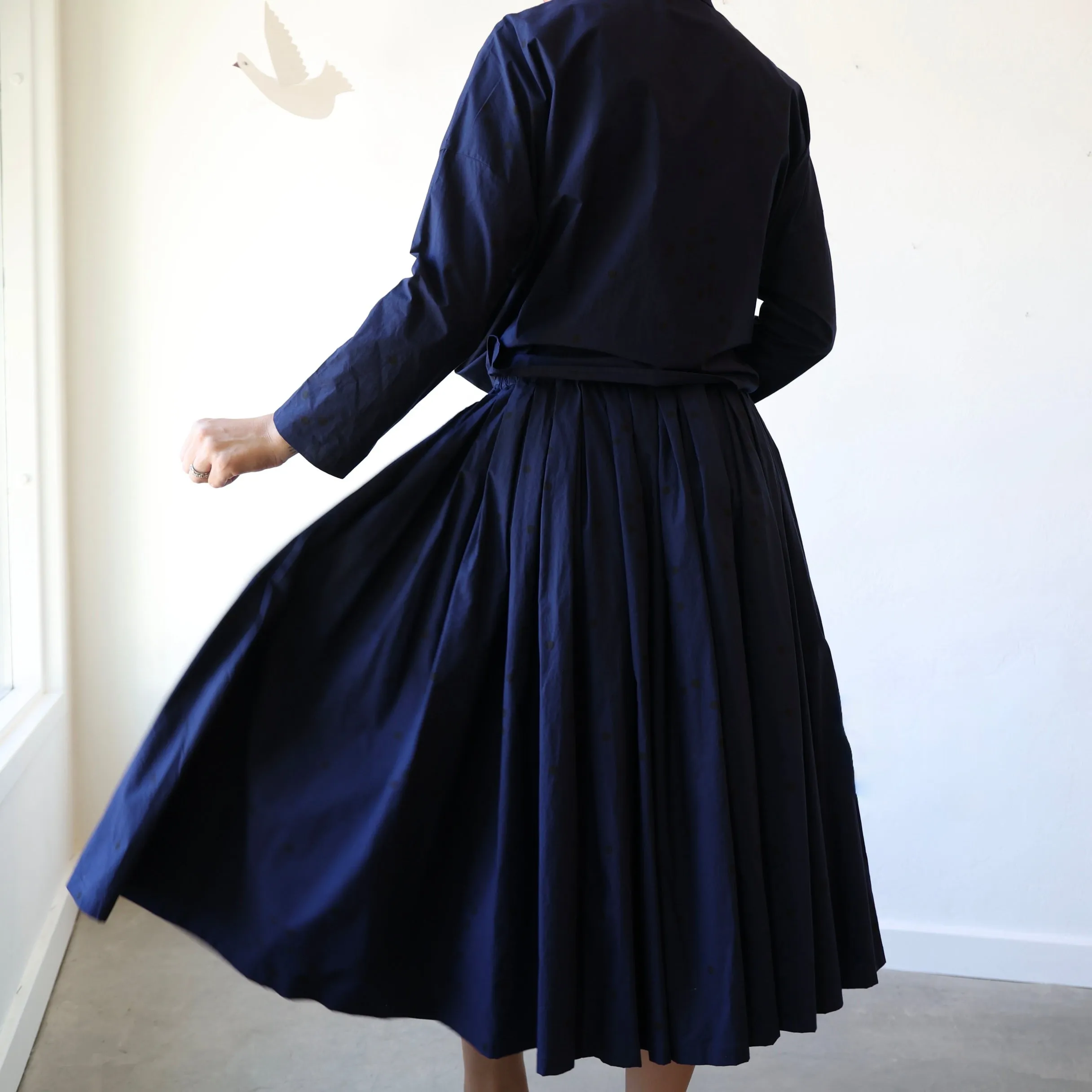 Apuntob Button Down Shirt - Navy/Black Polkadot