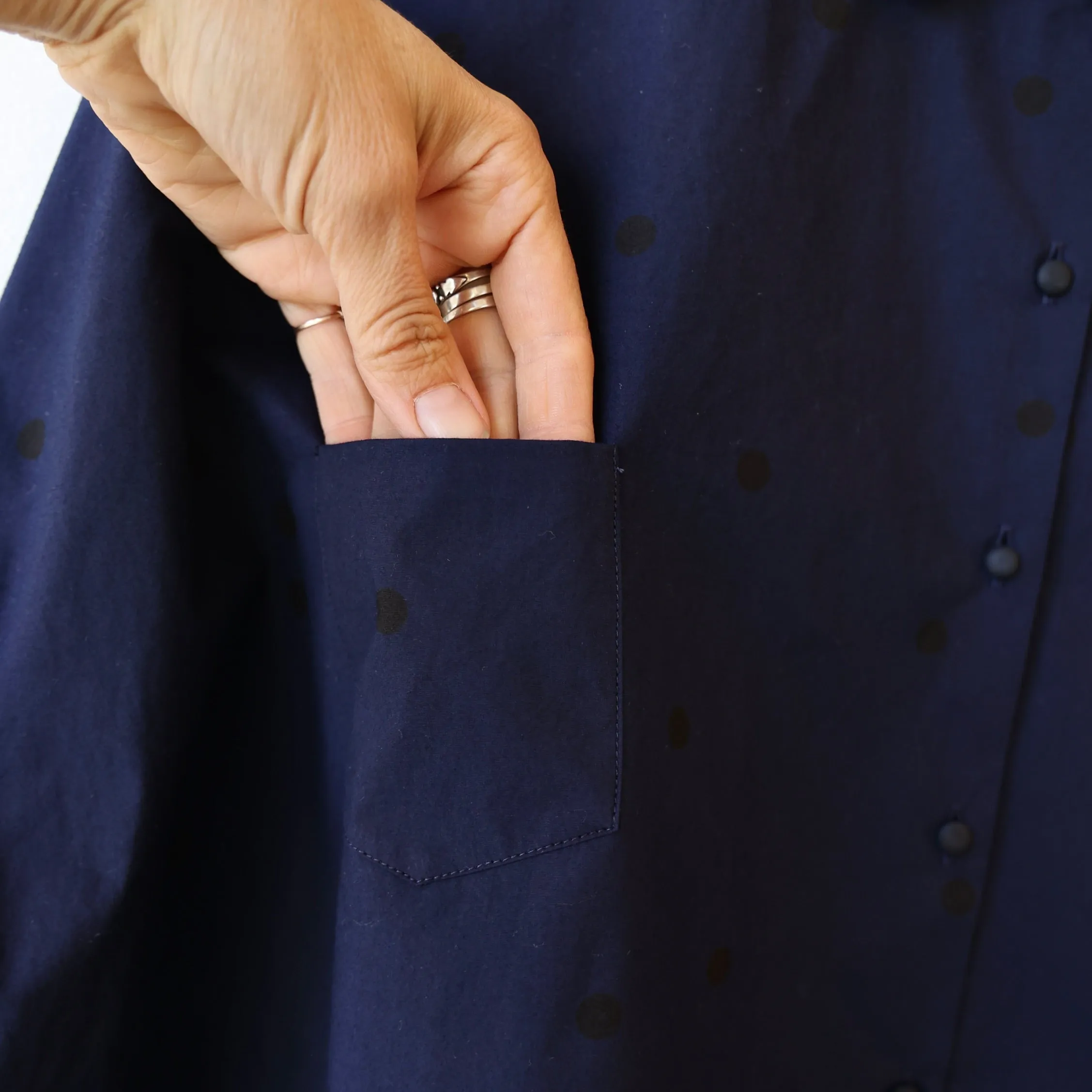 Apuntob Button Down Shirt - Navy/Black Polkadot