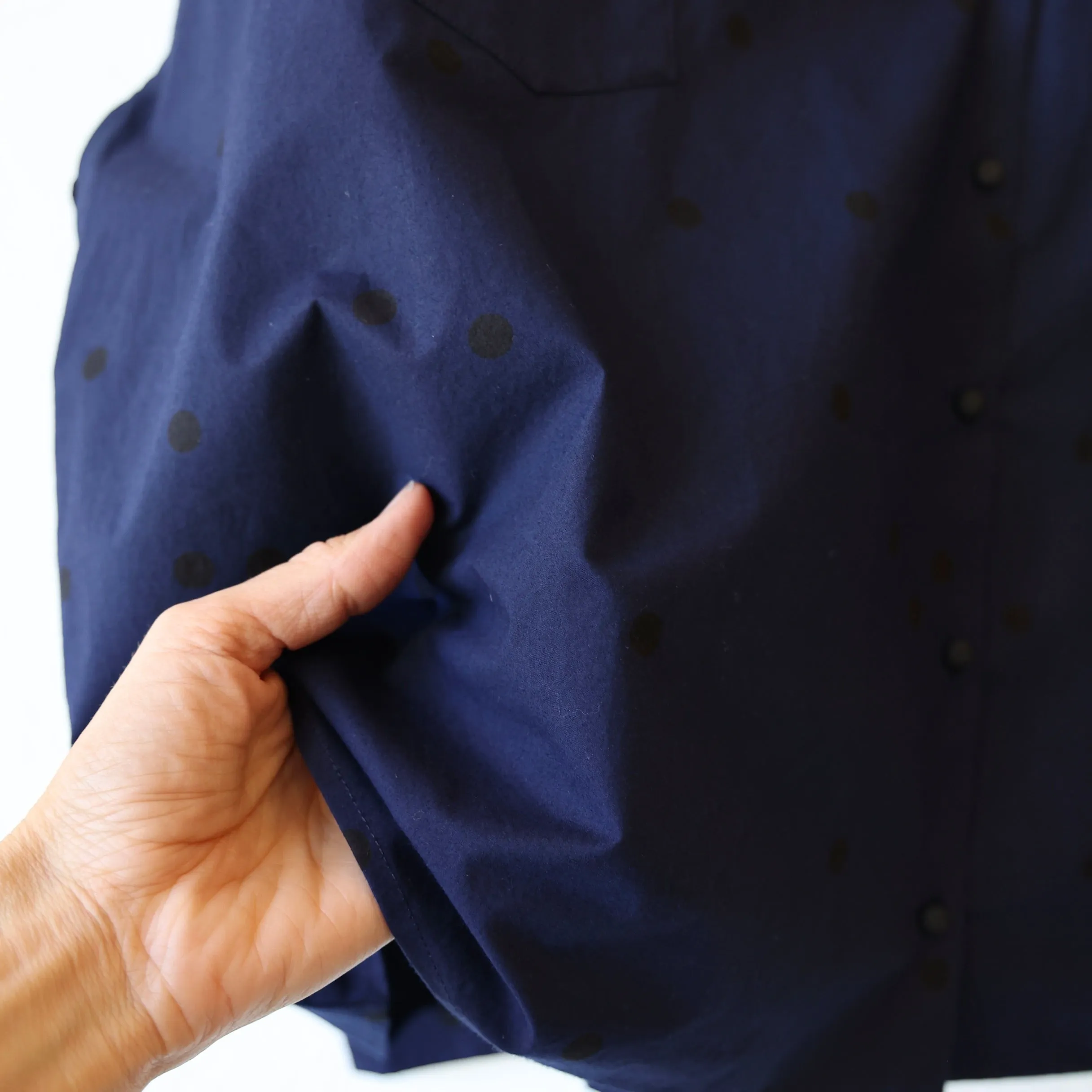 Apuntob Button Down Shirt - Navy/Black Polkadot