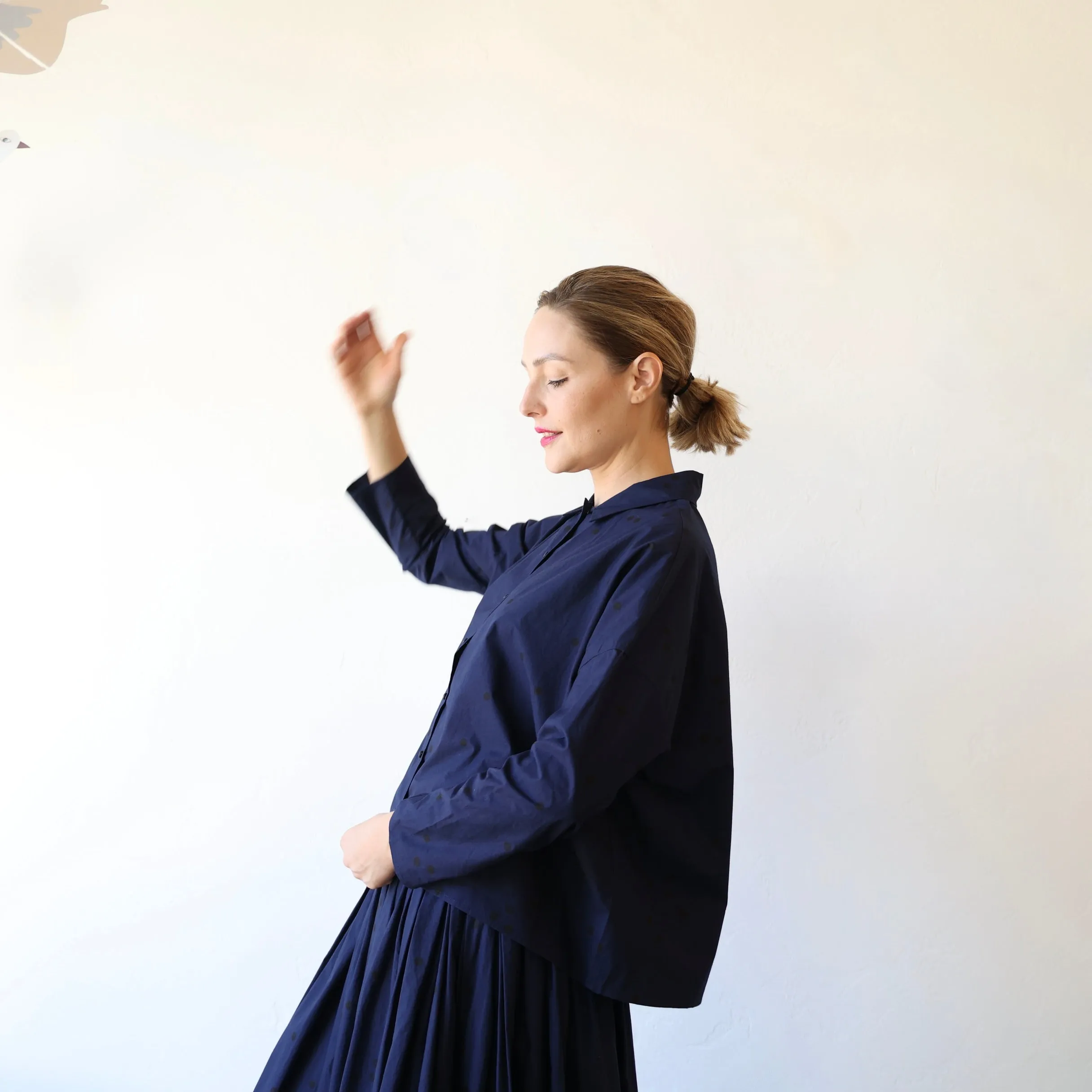 Apuntob Button Down Shirt - Navy/Black Polkadot