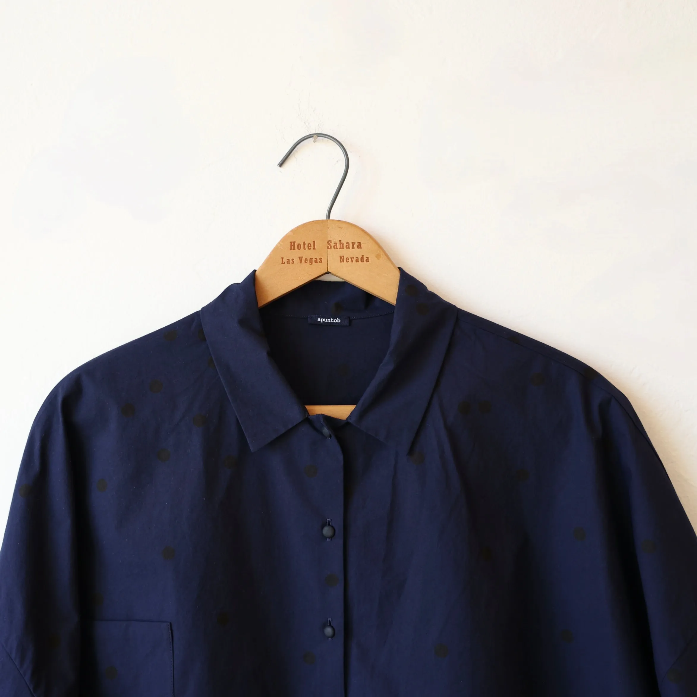 Apuntob Button Down Shirt - Navy/Black Polkadot