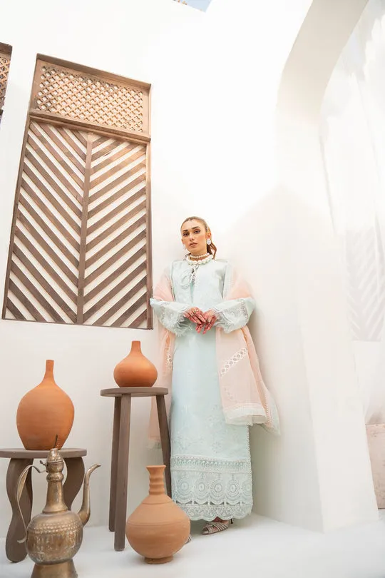 Aqua Blue Embroidered Pakistani Salwar Kameez with Dupatta Dress