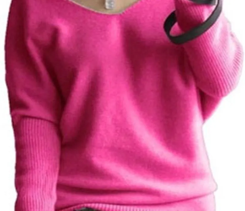 autumn winter 100 cashmere sweater women fashion sexy v-neck sweater loose long sleeve solid 100% wool sweater