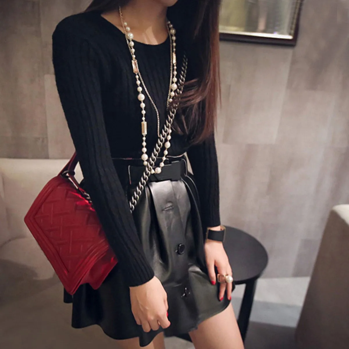 Autumn Winter Mujer Bottoming Shirt Fashion Womens Long Sleeve O Neck Hemp Flower Pullover Slim Elastic Knitted Sweater