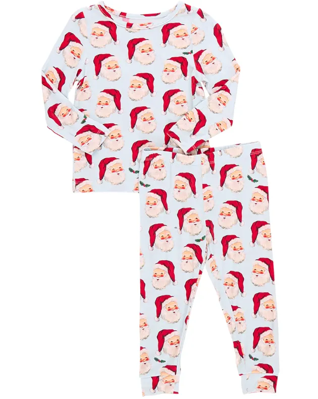 Bamboo PJ Set | Blue Vintage Santas