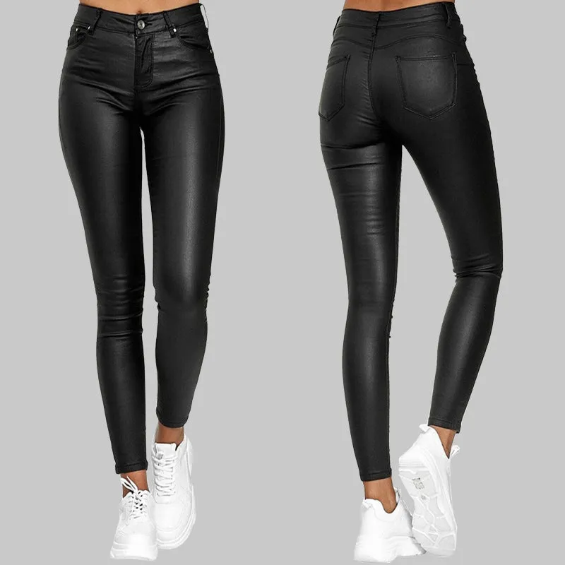 B&S | Stretch Fit & High-Waisted PU Leather Trousers – Fashionable Skinny Style for Men & Women