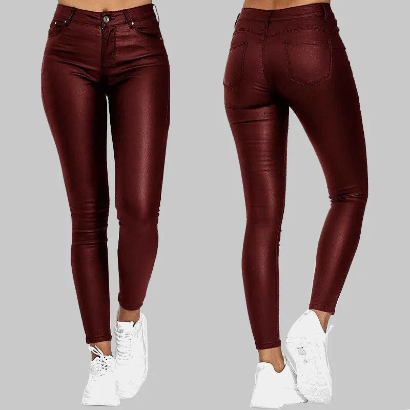 B&S | Stretch Fit & High-Waisted PU Leather Trousers – Fashionable Skinny Style for Men & Women