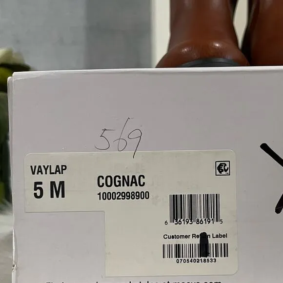 Bar III Vaylap Studded Knee High Almond Low Heel Riding Boots Cognac Tan 5 NIB