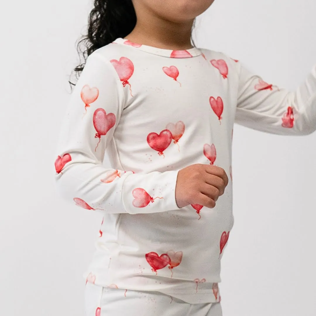 Belan.J Girls Long Sleeve PJ Set - Heart Balloons