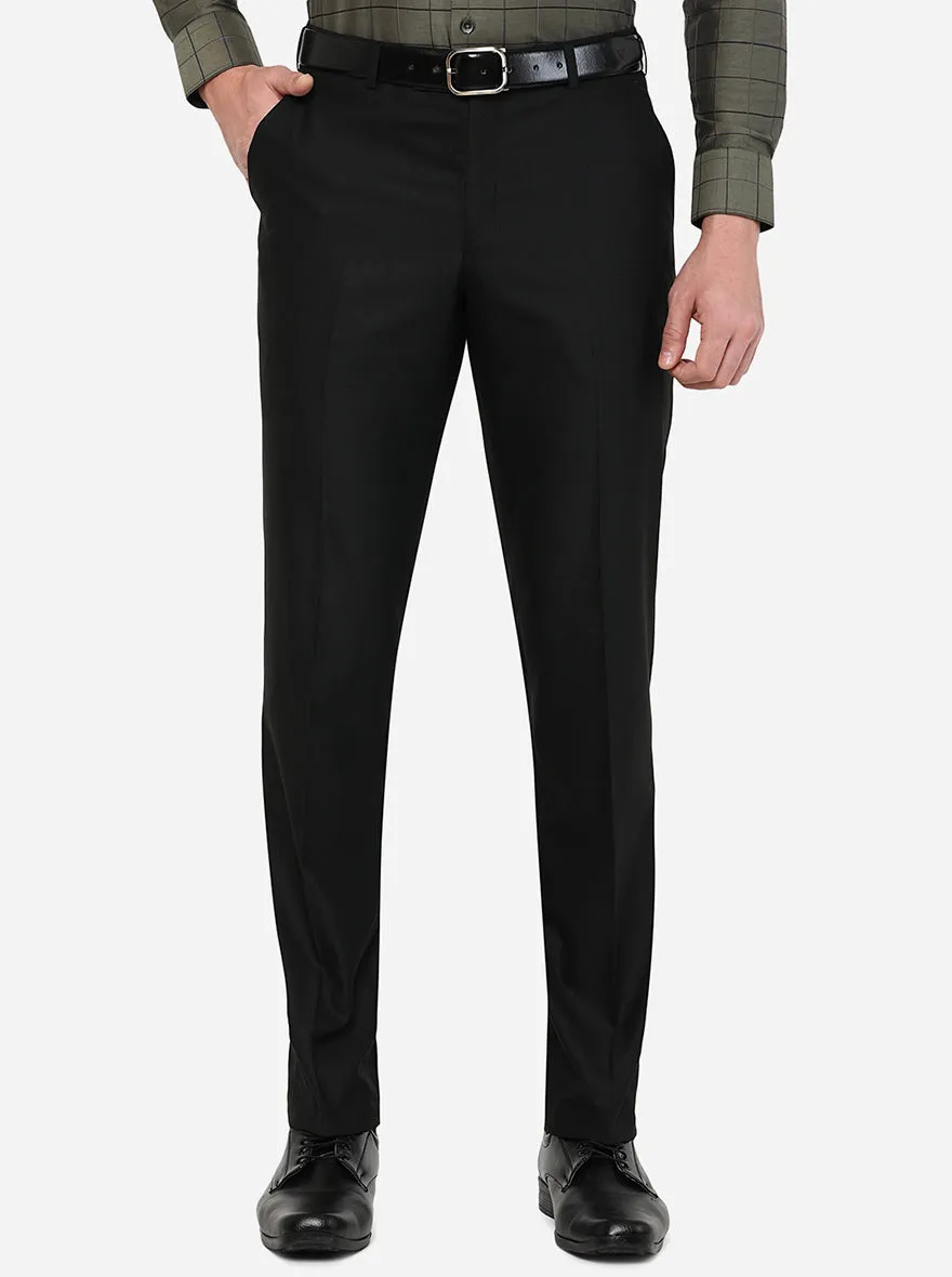 Black Solid Classic Fit Formal Trouser | JadeBlue