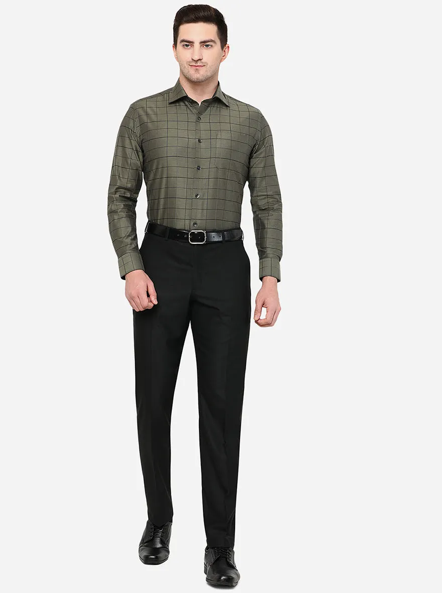 Black Solid Classic Fit Formal Trouser | JadeBlue