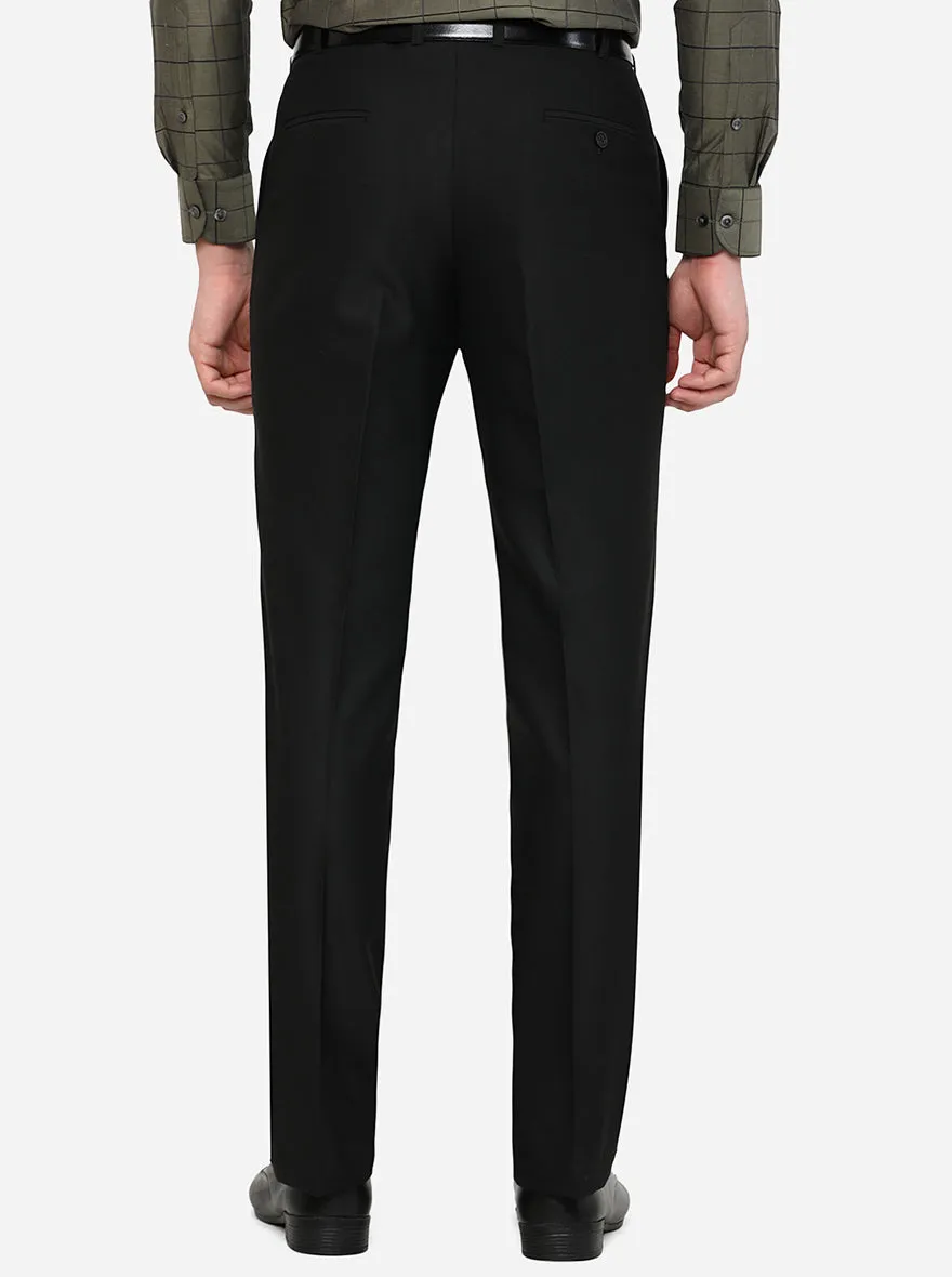 Black Solid Classic Fit Formal Trouser | JadeBlue