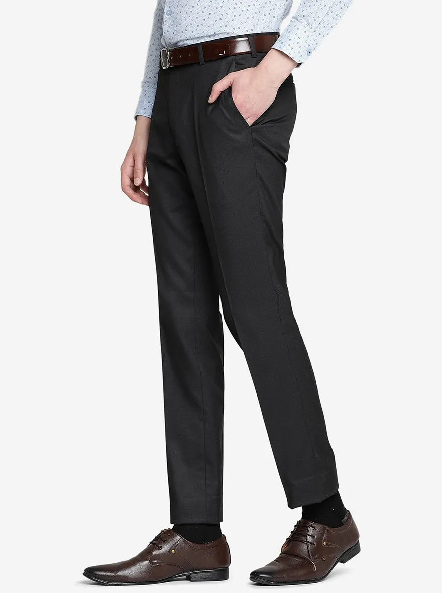 Black Solid Slim Fit Formal Trouser | JB Studio