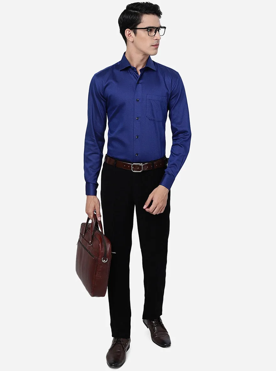 Black Solid Slim Fit Formal Trouser | JB Studio
