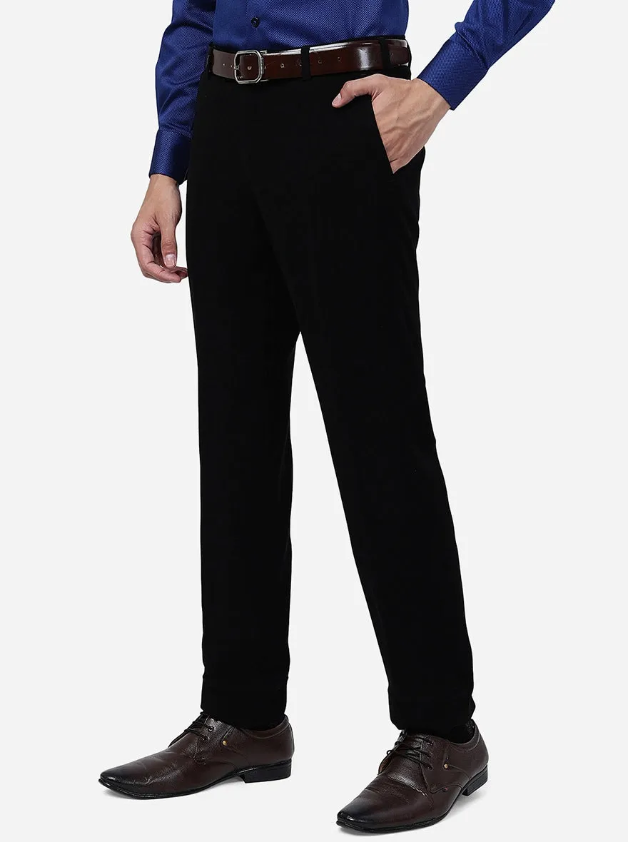 Black Solid Slim Fit Formal Trouser | JB Studio